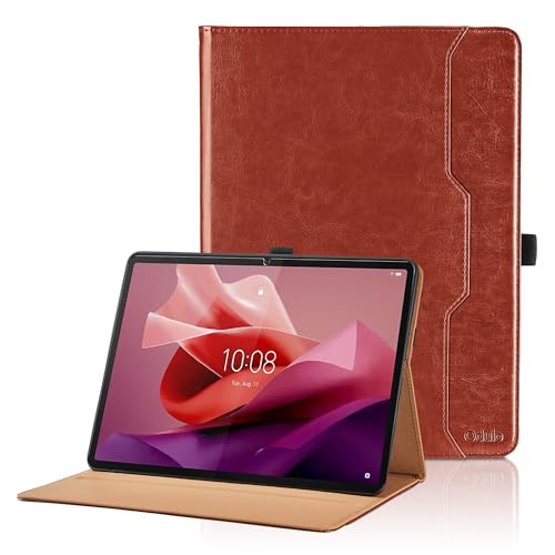Coque Lenovo Tab P12 12.7 Pouces 2023 Étui Protection Tablette TB370FU Housse Rabat Marron