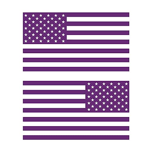 Image of American US Flag [Pick Color /Size] Vinyl Decal Sticker for Laptop /Car /Truck /Window /Bumper (18in Subdued Pair, Matte Purple)