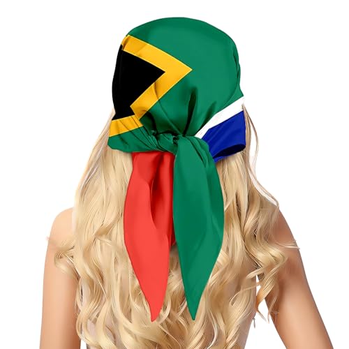 pmbvcgsy Fashion Head Scarf for Women South Africa Flag Pattern Silk Scarf Large Square Sleeping Wrap Satin Neck Bandana for Gift 27.5 x 27.5 inches