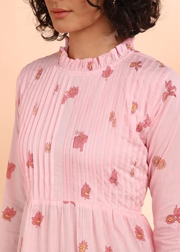 Image of Maaesa Women Floral Cotton Flared Dress