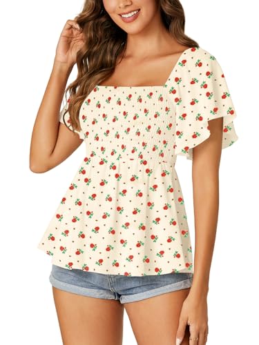 Image of LYANER Women's Square Neck Cute Peplum Top