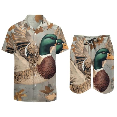 Conjunto Mallard Duck Hunting de dos piezas con tejido ligero y botones frontales 5
