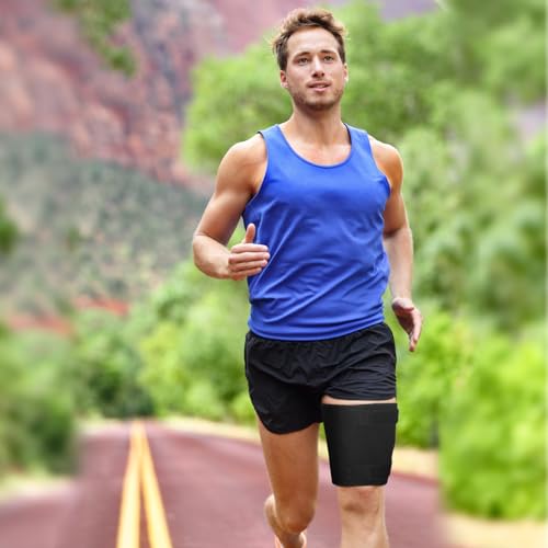 Geiserailie 2 Pcs Thigh Compression Sleeves Adjustable Thigh Brace Compression Sleeve Hamstring Quad Wrap for Pulled Groin Muscle Sprains Sciatica Pain Sports Recovery Support Bursitis Men Women - Thumbnail 5
