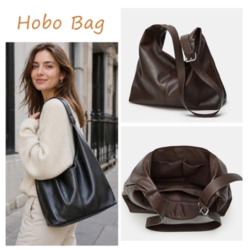 Bolso Hobo grande para mujer de cuero vegano miniatura 2