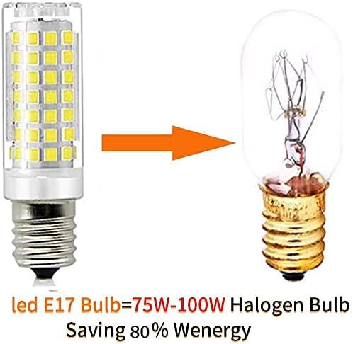 Microwave Oven Appliance 8W E17 LED Bulb (75W Halogen Bulb Equivalent) Dimmable Ceramic Body Appliance Bulb Microwave Oven Light Bulb (2-Pack , Daylight White 6000K)