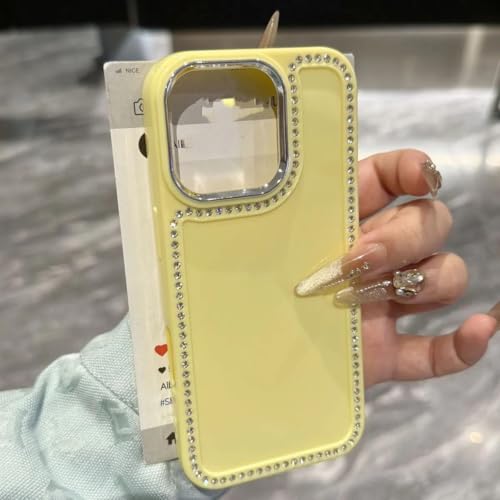 Coque iPhone 15 Pro Max antichoc jaune fini les rayures avec le style pailleté Candy