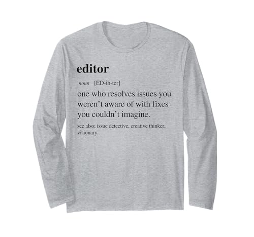 Editor Funny Definition Editors Video Editing Retirement Maglia a Manica