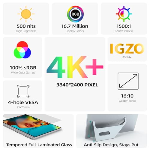 Image of Intehill 4K Portable Monitor Touchscreen, 13.4 inch IGZO Display 500nits