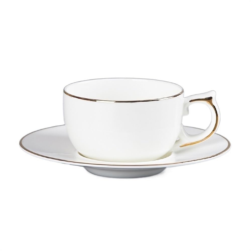 Zestaw do kawy Kubek do kawy i spodek ze złotym brzegiem o dużej pojemności Kreatywny design Popołudniowe filiżanki do herbaty Lekkie luksusowe szklanki angielska porcelana (styl E)