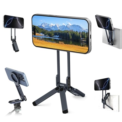 ULANZI MA38 Magnetic Phone Tripod for iPhone 17/16/15-52N Strong Magnet Foldable Hook for Magsafe Phone Tripod Portable Mini Phone Stand for Desk w Arca Uka Mount & Back Magnetic for Vlog/Travel