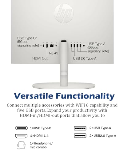 Image of HP All-in-One Computer - 21.5'' FHD Display Desktop PC, Win 11 Pro, Wi-Fi 6, Bluetooth, Intel Celeron Processor, HDMI, HD Webcam, w /Accessory (16GB RAM | 512GB SSD)