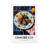 GLKISGFQ Póster artístico vintage de Ossobuco en lienzo, decoración de dormitorio, paisaje, oficina, habitación, regalo, 60 x 90 cm