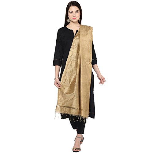 Dupatta Bazaar Women'S Silk Dupatta (Db1134, Gold, One Size)