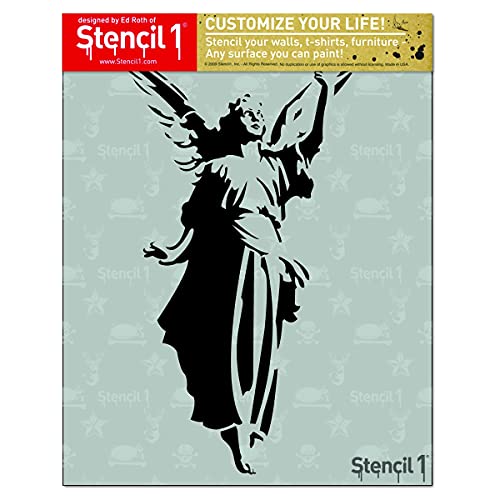 Stencil1 Angel Stencil 8.5 X 11 - Durable Quality Reusable Stencils For Drawing Painting - (Alt Religious Stencil Inspirational Holiday Angels Decorating Items And Decor On Walls Fabric & Furniture Art Craft #TOP2