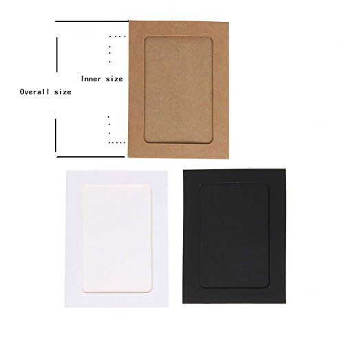 Akoak 30Pcs Diy Kraft Paper Cardboard Photo Frame With Wooden Clips And String,White/Black/Brown Three Colors And Each Color 10 Pcs,Great For Home Decor (2" X 3") #TOP2