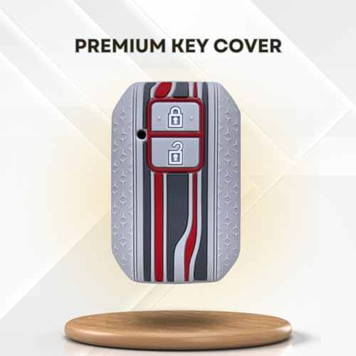 Image of KEYCEPT Tristar Key Cover for Suzuki Swift, Dzire, Ertiga, Grand Vitara, Celerio, Brezza, Fronx, Jimny, Ignis, Urban Cruiser, Rumion, Hyryder, E-Vitara (2 Button smart Key Cover, Grey)