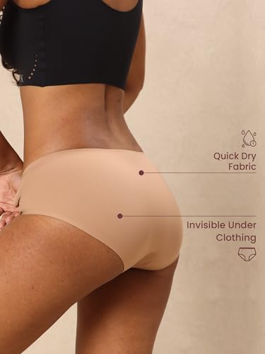 Image of Krvvy Breeze Hipster Underwear for Women | Seamless Mid Waist Panties with Super Stretchable Fabric | Odourless Ventilation | InvisiSoft Edges