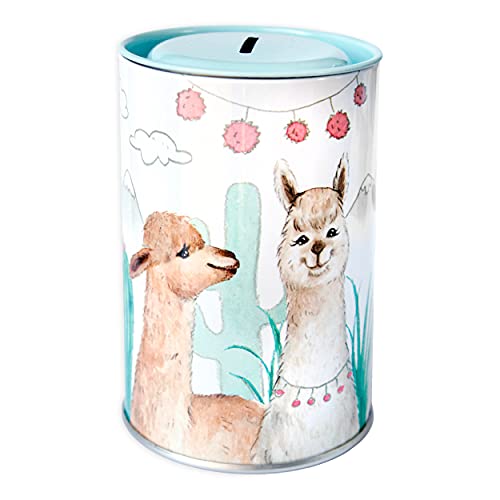Spardose Alpaka I Lama aus Weißblech, Dose Metall Vintage mit...