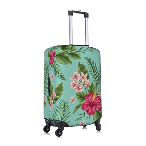 Hawaiian Tropical Leaves Flowers Print Travel Elastic Suitcase Luggage Baggage Cover Protector, Washable And Anti-Scratch3