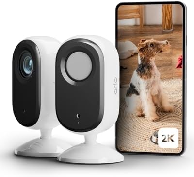 Arlo Essential 2 Indoor Camara Vigilancia Bebe/Mascotas 2K, Senso...