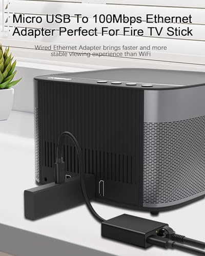 Image of YEZriler Ethernet Adapter for Fire TV Stick, Micro USB to RJ45 Ethernet Adapter Compatible with Fire TV Stick /4K /4K Max, Cube, Chromecast Ultra Audio - Black