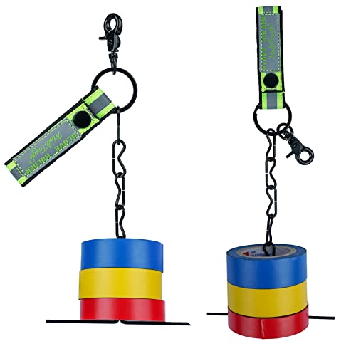 Image of MELOTOUGH Tape Thong for Tool Belt Waist Electricians Tape Holder Chain with Keyring and trigger snap hook (Reflective Green, 2)