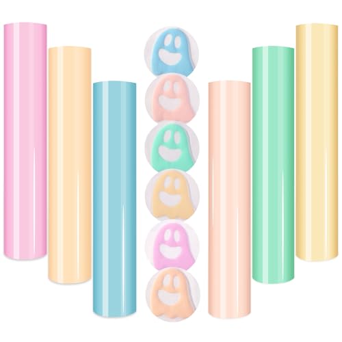 HTVSTD Puff Heat Transfer Vinyl -12 * 10inches 6 Sheets Pastel Foam HTV Iron On Vinyl Candy Color HTV Green,Pink,Yellow Puff HTV for T-Shirts