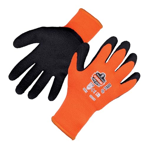 Ergodyne ProFlex 7401 Coated Winter Work Gloves, Latex Coated Palm, Thermal Fleece Lining Orange
