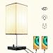 Produktbild USB-Nachttischlampe, Nachttischlampe, dimmbar, einzigartiger Lampenschirm, 2 USB-Schnellladeanschlüsse, minimalistisches Stoff-Schreibtischlampe für Schlafzimmer, Wohnzimmer, Arbeitszimmer