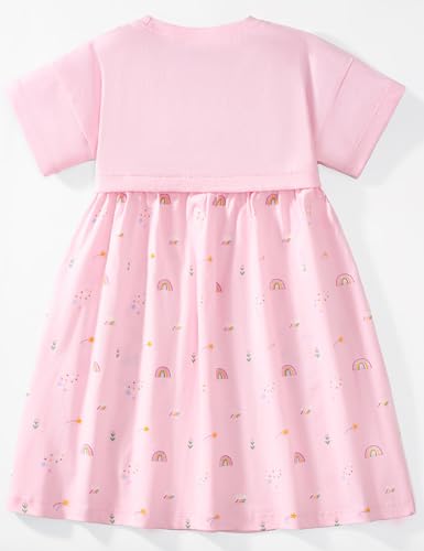 Hongshilian Little Girls Cotton Casual Dress Cartoon Appliques Jersey Summer Dresses Short Sleeved Clothing2