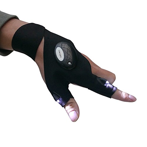 Mylivell LED Flashlight Glove Outdoor Fishing Gloves with Stretchy Strap Screwdriver for Repairing Cars Night Running Fishing Camping Hiking in Dark Place (Left)
