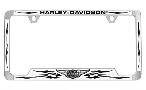 Harley Davidson Chrome Plated Zinc License Frame with Simulated White Carbon Fiber Inlay