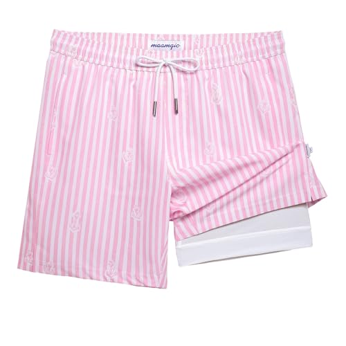 Image of maamgic Mens Swim Trunks with Compression Liner 7 Inch Inseam Mens Bathing Suit Quick Dry Swimming Trunks Swimsuit