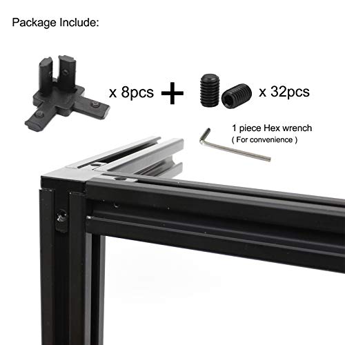 Image of 8Pcs 2020 Aluminum Extrusion T Slot Corner Bracket 20 Series Extruded Hardware 3 Way Tri Connector with Set Screw for 20 /20 2040 T V Slot Black Aluminum Profile Frame Fitting
