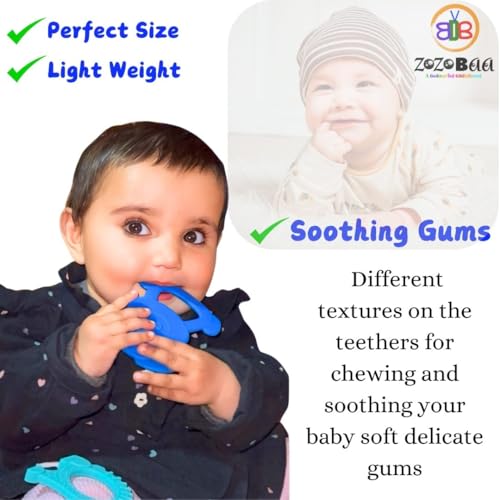 Image of Cute Shape Soft Silicone Teether for Baby Gums, Teething Toys for Babies, BPA Free Pain-Relief Non-Toxic, 100% Food Grade, Soothing Easy to Grasp Chewable - Rhino+Hand+Dog+Rabbit (Pack of 4)