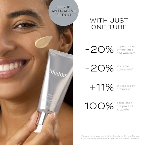 Image of Medik8 Crystal Retinal 6 - Firming, Advanced Skin Retinaldehyde Face Serum - Night Serum with Hyaluronic Acid and Vitamin E - Gluten Free - 1 oz | Works 11x faster than Retinol, Hyaluronic Acid Hydrates, Vitamin E Nourishes and Help to Protect Complexion