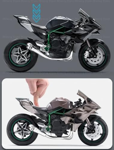 Image of Compatible for 1:12 Kavasaki Ninja H2R Motorcycle DieCast Model, Suspension and Hand Free Roller, Toy Motorcycle Collection with Music Lighting Toy for Kids (Ninja Kawasaki -Coffee)