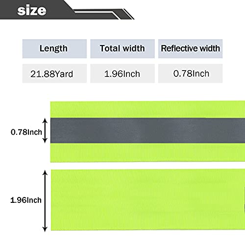 TCCFCCT High Visibility Reflective Tape Strip, 2\'\' x 66ft Sew On Reflective Tape for Clothing, School Bags and Raincoats, DIY Personalized Security Decoration, 2cm Reflective Width, Green - Thumbnail 5