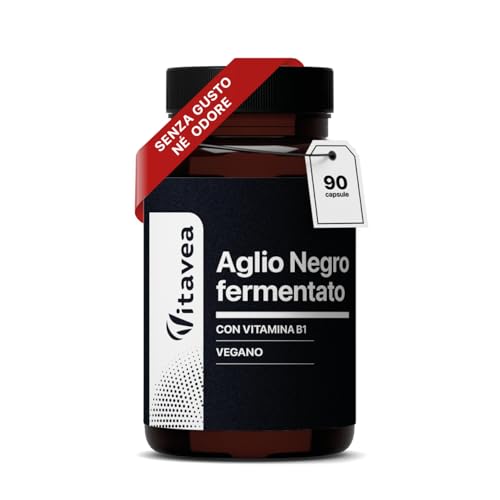 Aglio Nero Fermentato 9000 mg (Estratto 30:1) + Vitamina B1 – Supporto Cardiovascolare – 90 Capsule Vegane