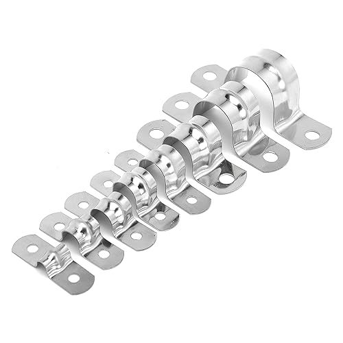 Image of 142 PCS 304 Stainless Steel Rigid Pipe Strap Two Hole Cable Strap u Bracket Pipe Clamps Heavy Duty Pipe Fasten Holder for Tube, Pipe or Wire Cord Installation (142, 8 SIZE)