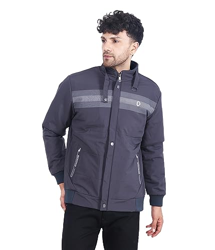 Image of Dollar Jacket For Men Casual Zipper Bomber For Winter In Grey Color