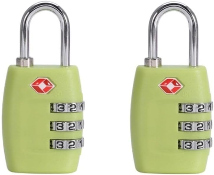 2-Pack Combination Luggage Locks - 3 Digit Keyless Security Padlocks for Suitcases, Backpacks & Gym Lockers (2.48x1.22x0.51in)‌(Green)