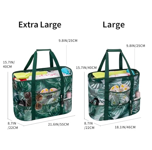 KABAQOO Mesh Beach Bag, Extra Large Beach Bags with 9 Pockets & Zipper Waterproof Lightweight Beach Tote for Beach/Pool Trip4
