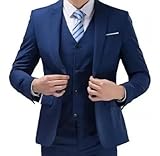 Terno Masculino Slim Premium - Paleto-Calça-Colete (BR, Numérico, 44, Regular, Regular, Azul Marinho)