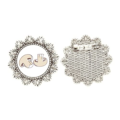 Broche de plata con diseño de setas mediano de alta joyería
