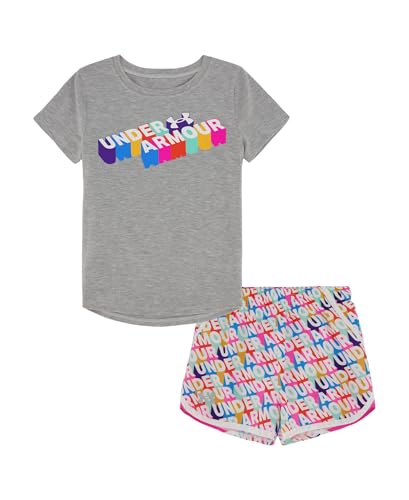 Image of Under Armour Girl's 2-piece Short Sleeve Tee and Shorts Set, Lightweight and Comfortable