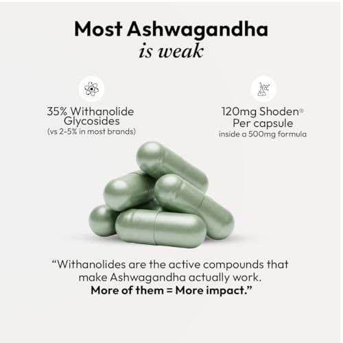 Image of AIWO Ashwagandha Shoden Capsules 500mg - 35% Withanolide Glycosides, 30 Vegetarian Tablets | Stress Relief, Energy, Mood & Immune Support