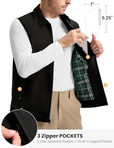 TBMPOY Men's Vest Casual Lightweight Thin Utility 3 Zip Pockets Stylish Sleeveless Jackets Summer Fall Golf Travel Business3