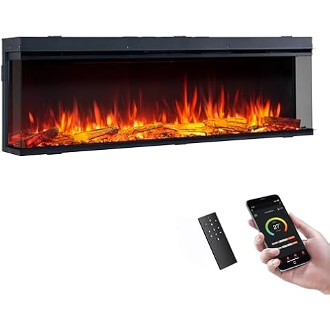 Legend Flame 59" W Smart Build in Electric Fireplace Insert, 1-2-3 Sided View, Heater 750W/1500W, Multi Colors of Flame & Fuel Bed, Alexa/Google Assistant Enabled Cover
