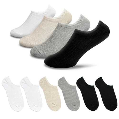 7DaysSocks Women's Men's No Show Non Slip Odor-Free Fragrant Ribbed Cotton Socks 4 Pair Set
